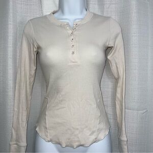 SKIMS Women's Cream Long Sleeve Henley Top